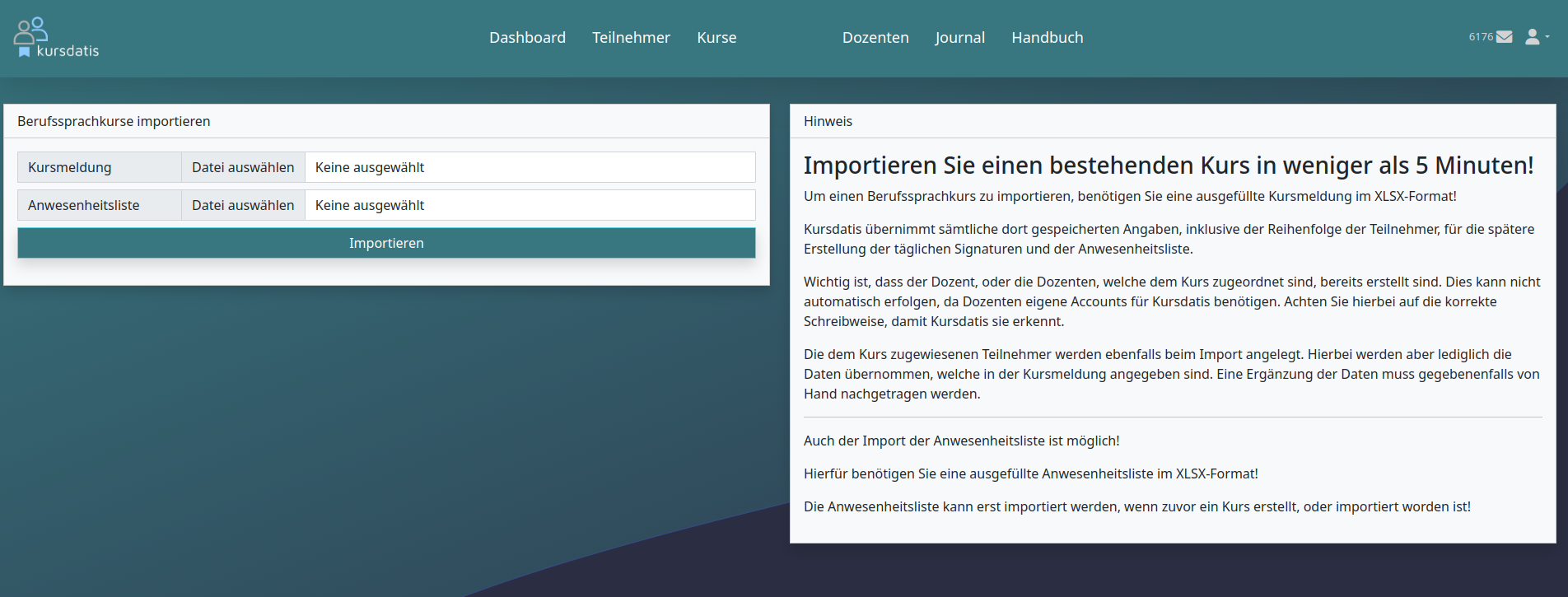 Trägerdaten Eingabefläche